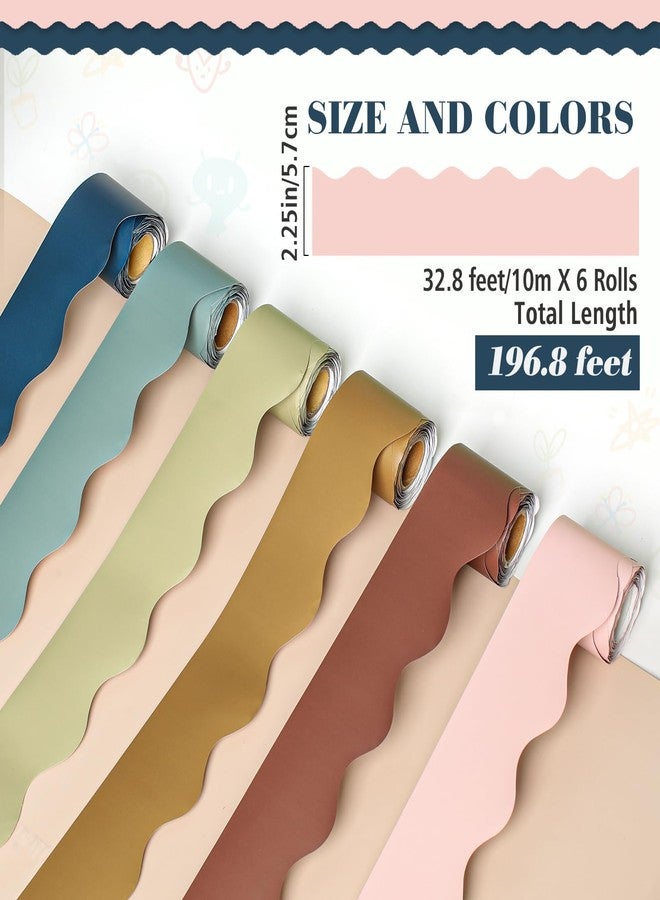 FloraSea 6 Rolls 196.8 Ft Multicolor Scalloped Bulletin Board Borders, Back to School Classroom Decor - Image 2