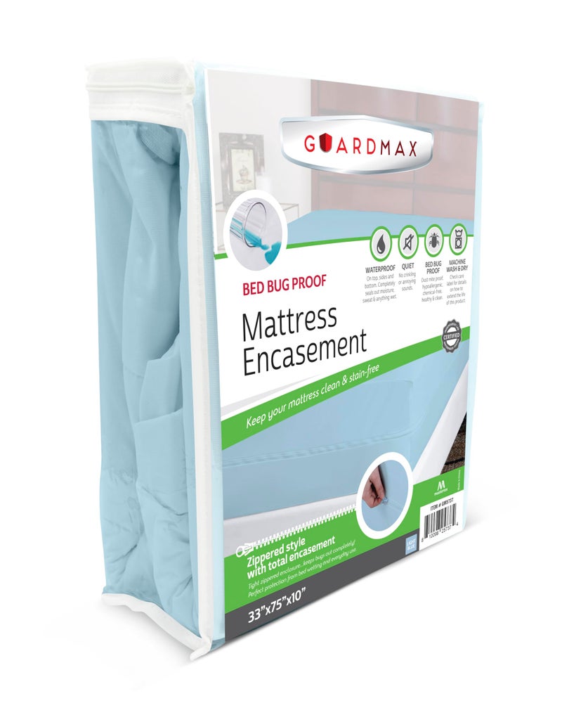 Guardmax Jersey Knitted Cot Size Zippered Mattress Encasement Waterproof Bed Bug Proof Mattress Protector Comfortable Soft and Noiseless Zippered Bedding Dust Mite Proof 33 x 75 x 10