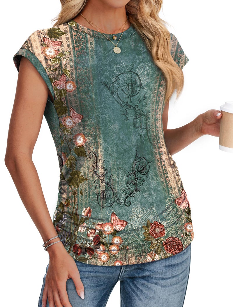 Sampeel Blouses for Women Dressy Casual Summer Outfits Business Work Shirts Fashion Beach Vacation Clothes Boho M - Image 3