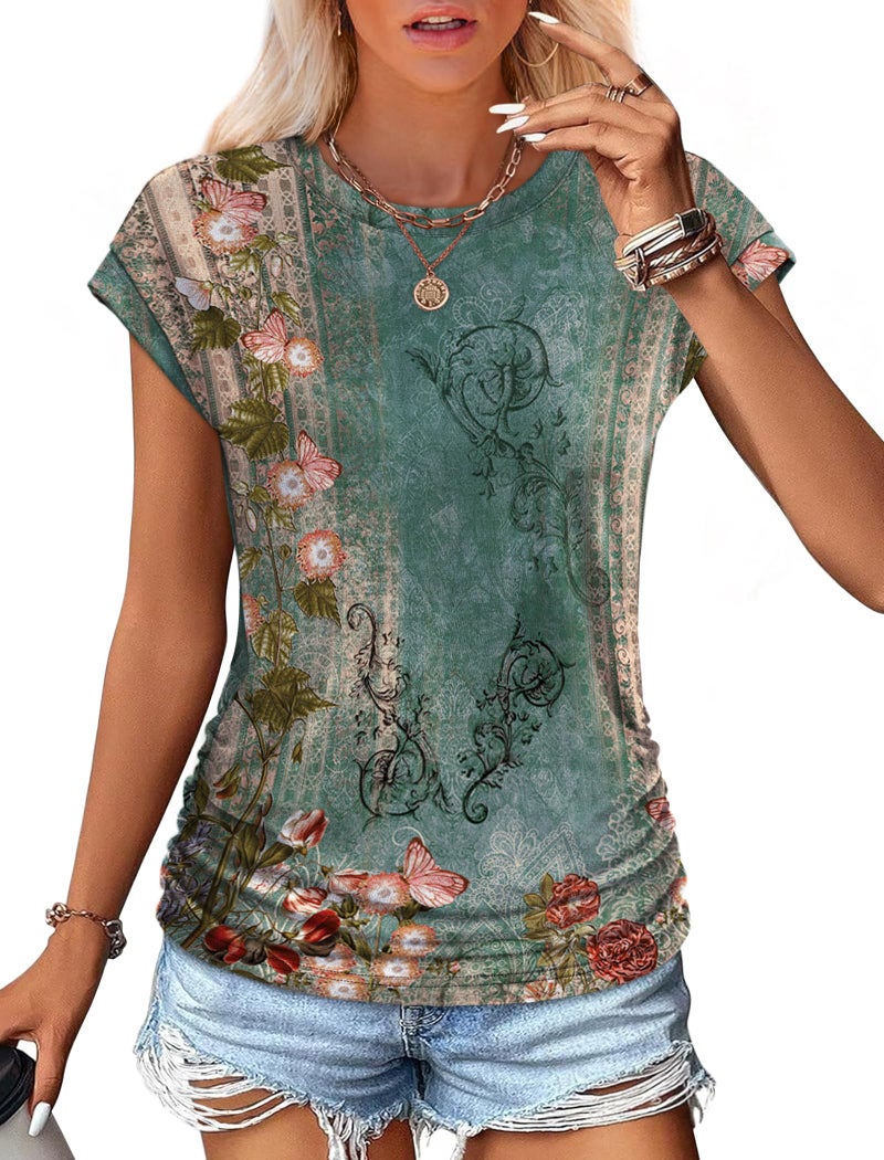 Sampeel Blouses for Women Dressy Casual Summer Outfits Business Work Shirts Fashion Beach Vacation Clothes Boho M - Image 2