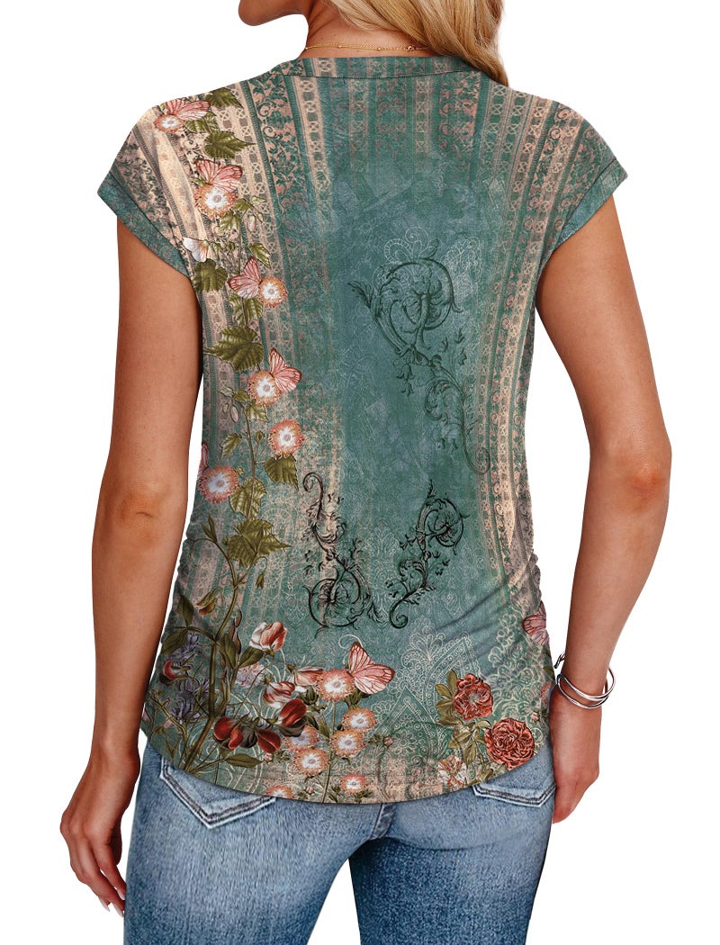 Sampeel Blouses for Women Dressy Casual Summer Outfits Business Work Shirts Fashion Beach Vacation Clothes Boho M - Image 5