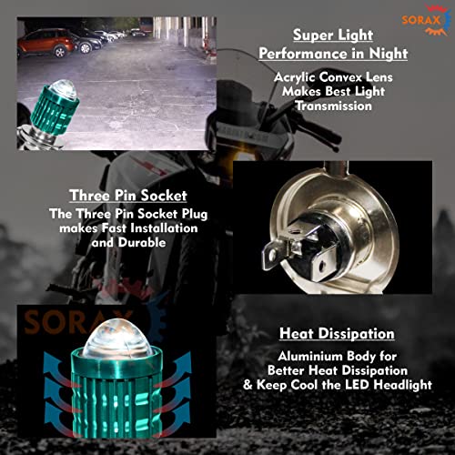 SORAX 9V Super Bright High Low Beam H4 9003 LED Motor Bike Bulb Headlight For Motorcycle, Yellow 3000K, White 6000K - Image 3
