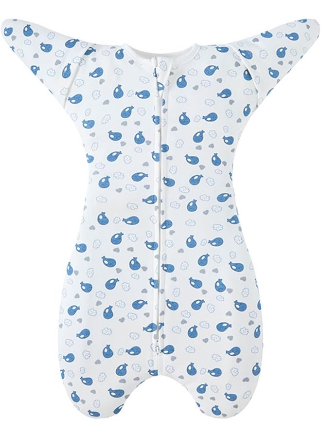 Enrich YLife Enrich YLife Transitional Swaddle Sack for Baby 0-3 Months Swaddle with Arms Up Half-Length Sleeves and Mitten Cuffs 2-Way Zipper Sleeping Bag for Newborn Baby Boys and Girls (Whales, Small)  - Image 1
