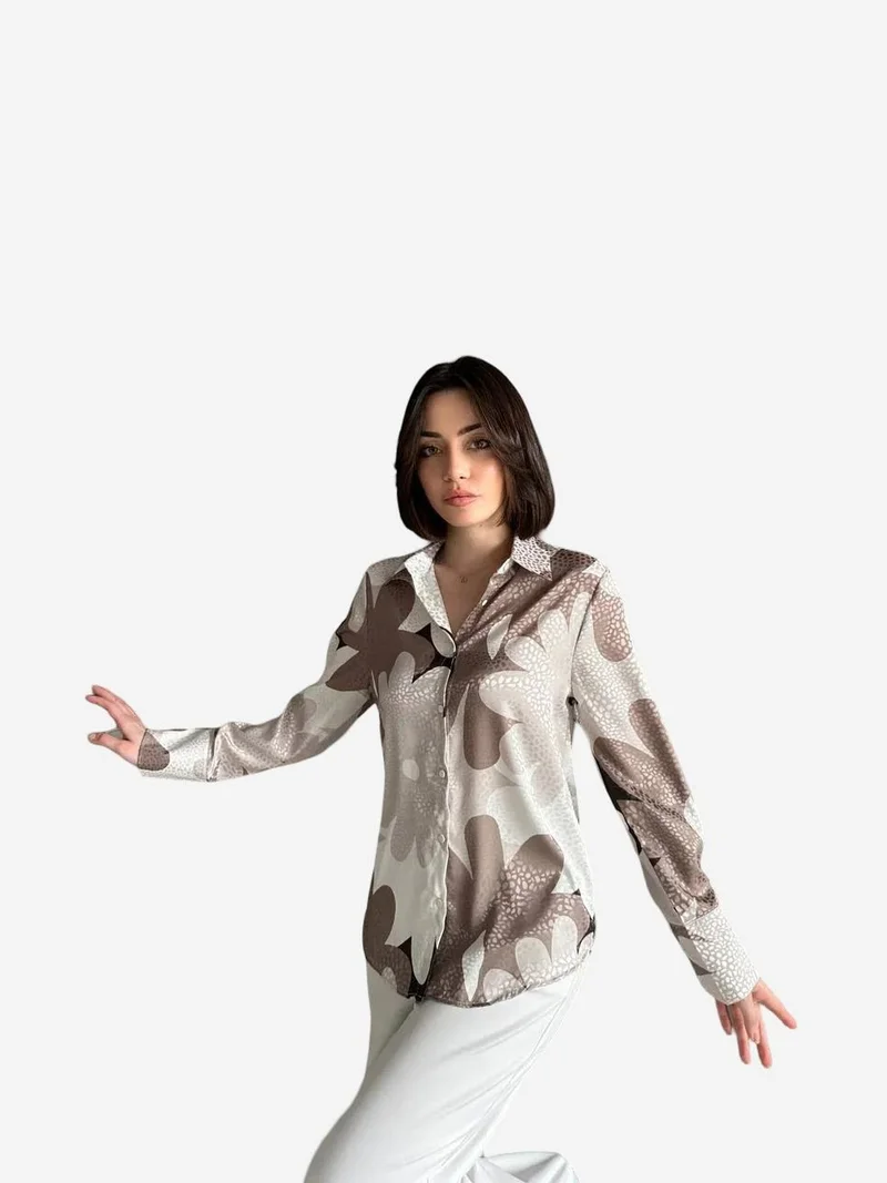 MY FASHION MY FASHION Geometric Pattern Button-Up Shirt
