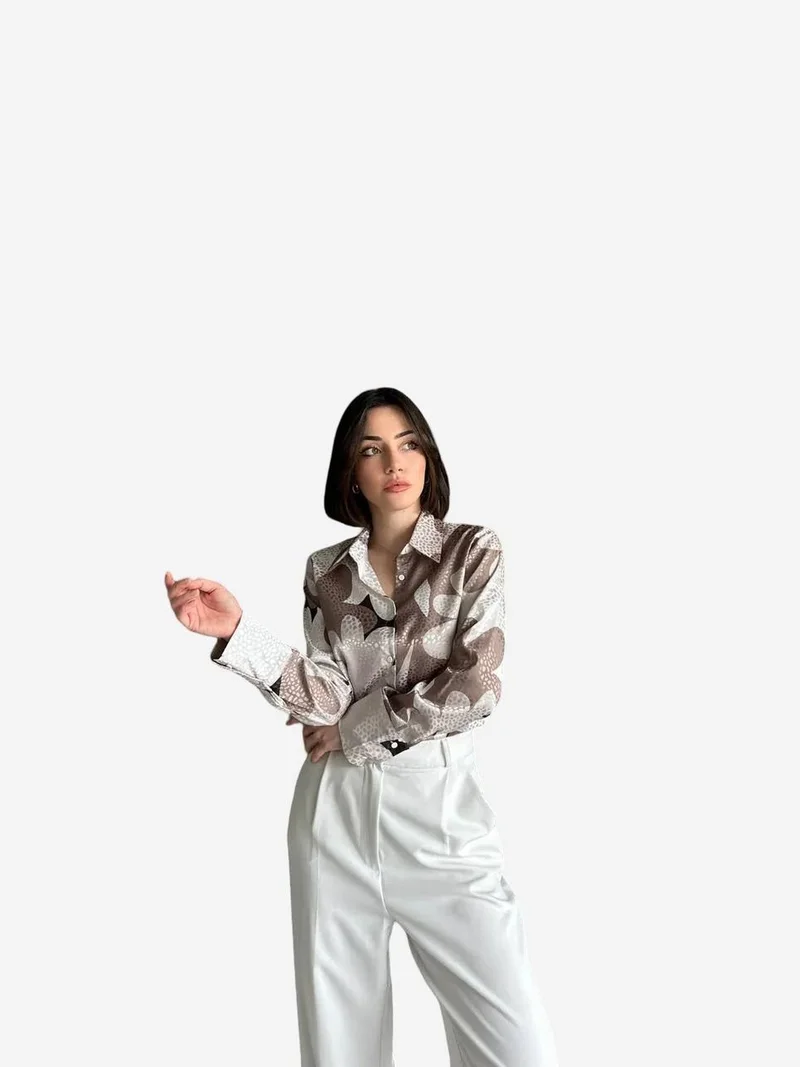 MY FASHION MY FASHION Geometric Pattern Button-Up Shirt