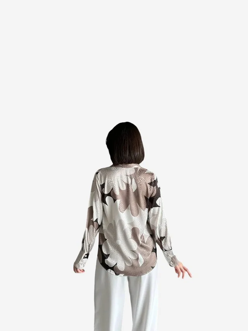 My Fashion Dusty Rose Pink MY FASHION Geometric Pattern Button-Up Shirt for Women | Best Price UAE