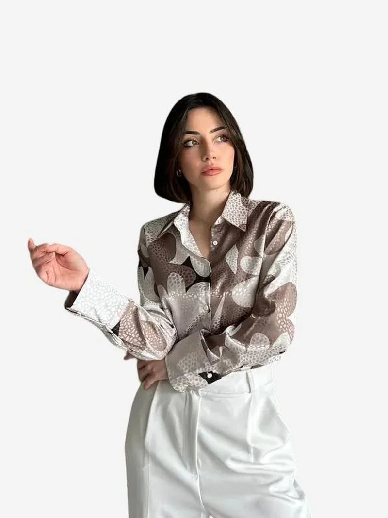 ماي فاشن MY FASHION Geometric Pattern Button-Up Shirt