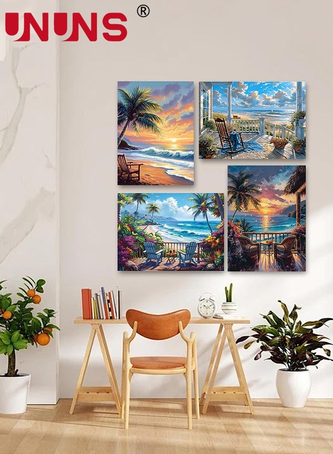 UNUNS 4 Pack DIY Paint by Number Kit,Paint by Numbers for Adults and Kids Beginner,Tropical Beach Designs Painting by Number Kits On Canvas, Number Artist Paint by Number Kit DIY Oil Painting Acrylic Paints Home Wall Decor(40*50cm) - Image 5