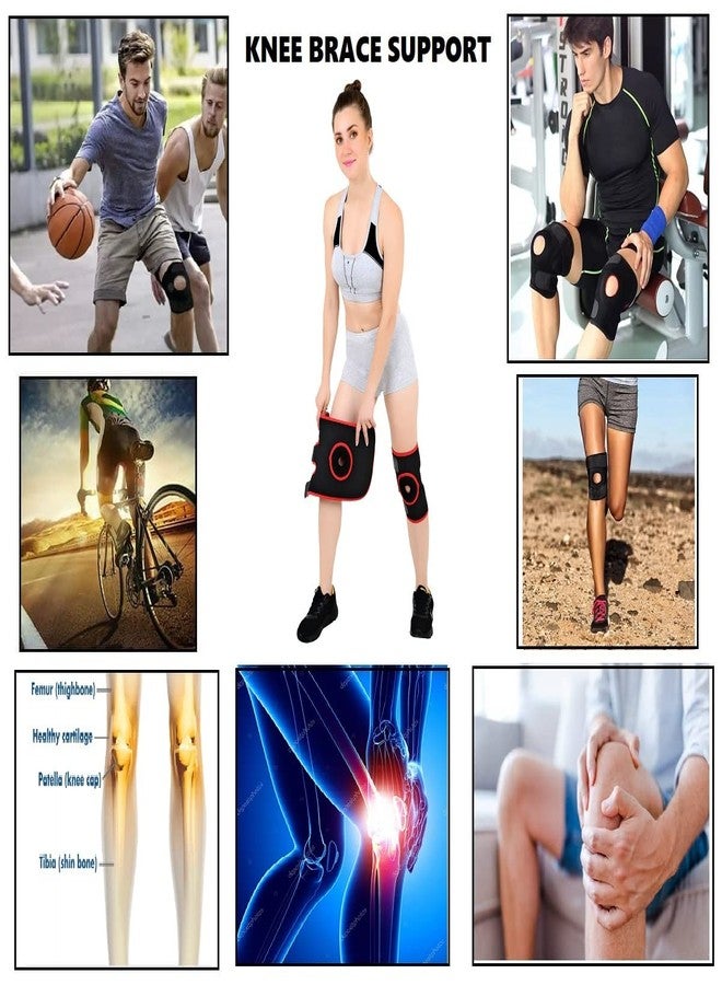 Stylera Knee Cap Support Belt Brace Open Patella for Pain Relief Sports Gym Running Arthritis and Protection for Men and Women Knee Support (FREE SIZE, RED) - Image 3