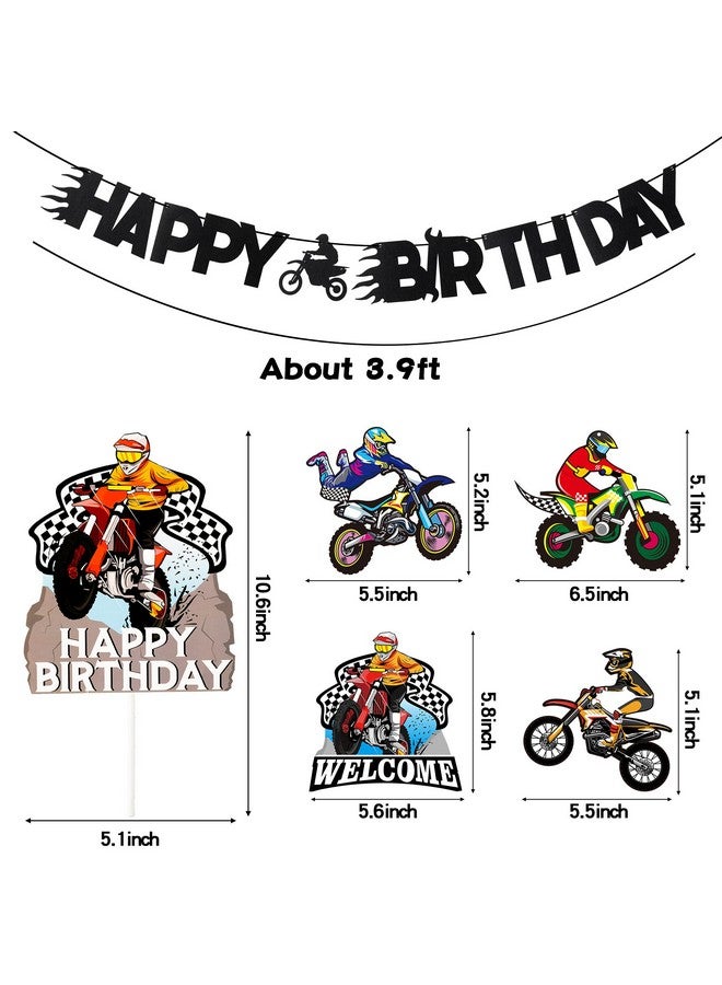 ANGOLIO 42Pcs Dirt Bike Party Decoration Kit Motocross Party Hangling Swirls Dirt Bike Extreme Sports Racing Birthday Party Banner Cake Topper And Table Centerpieces For Man'S Or Boys - Image 4