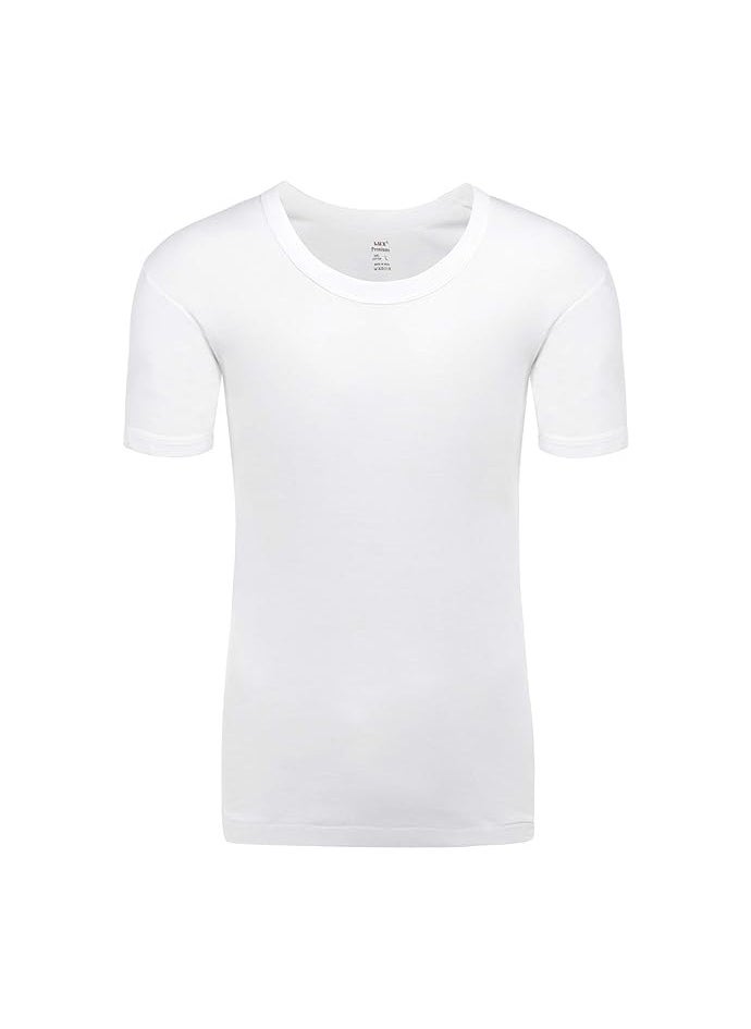 Lux LUX Premium Men's Round Neck T-Shirt – [Pack of 6] White, Super Combed Pure Cotton T-Shirt for Men, Comfortable Fit, Breathable Fabric, Machine Washable, Close-To-Body Fit, Lightweight  - Image 1