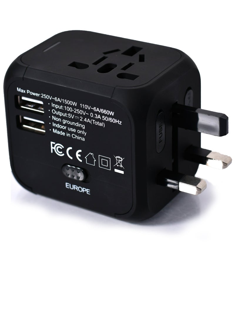 MORANO - Universal plug adapter for worldwide travel, USB socket adapter, safe and portable universal travel socket - Image 1