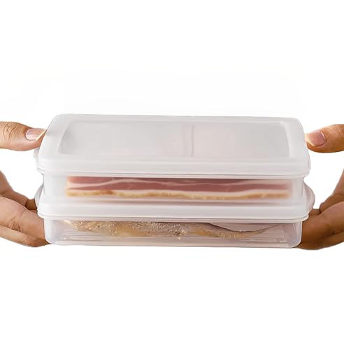 WonLiq 2 Pack - Bacon Keeper, Plastic Airtight Deli Meat & Sliced Cheese Food Storage Containers with Lids for Refrigerators & Freezer, BPA - Free, Meal Prep - Right - Sized for Everyday Storage - Image 1