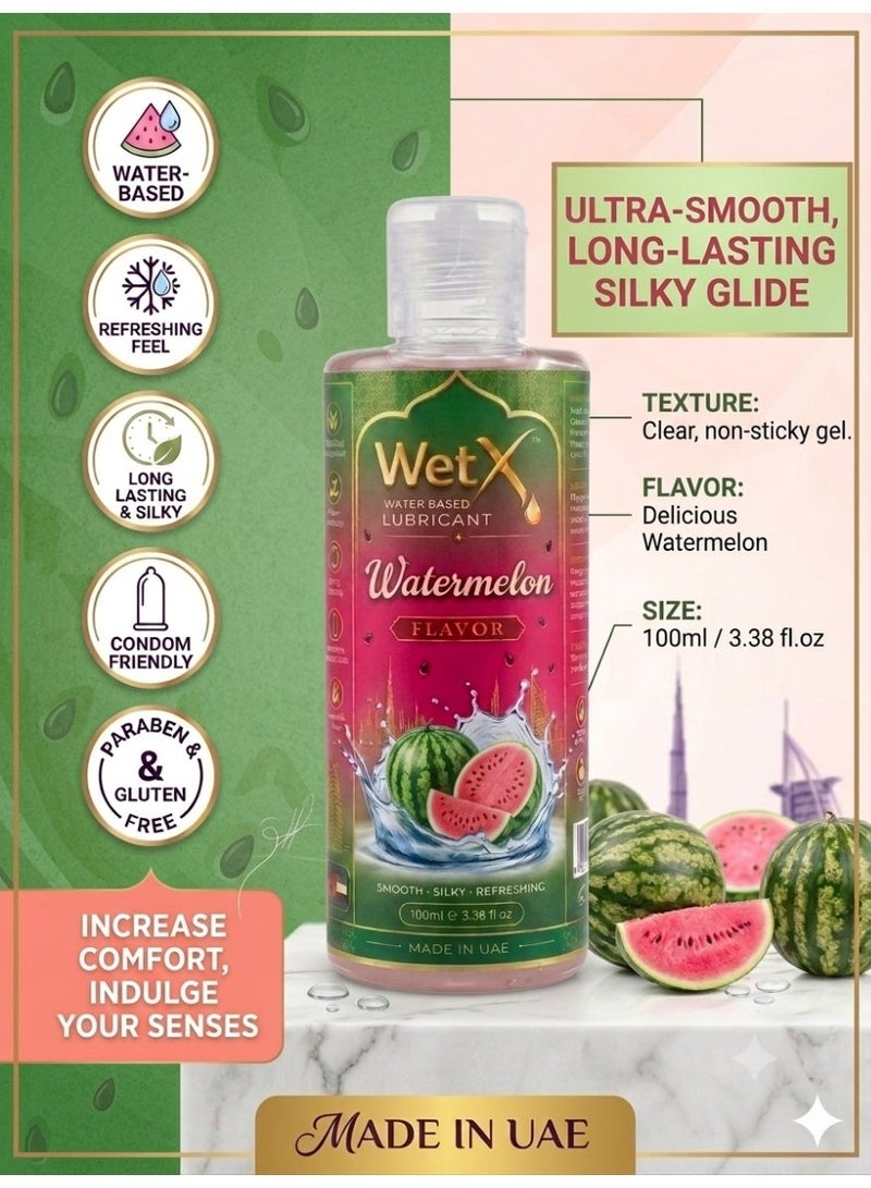 WetX Refreshing Watermelon Flavored Water Based Lubricant (100ml) | Long Lasting Pleasure - Natural Feeling - Smooth & Silky - Image 2
