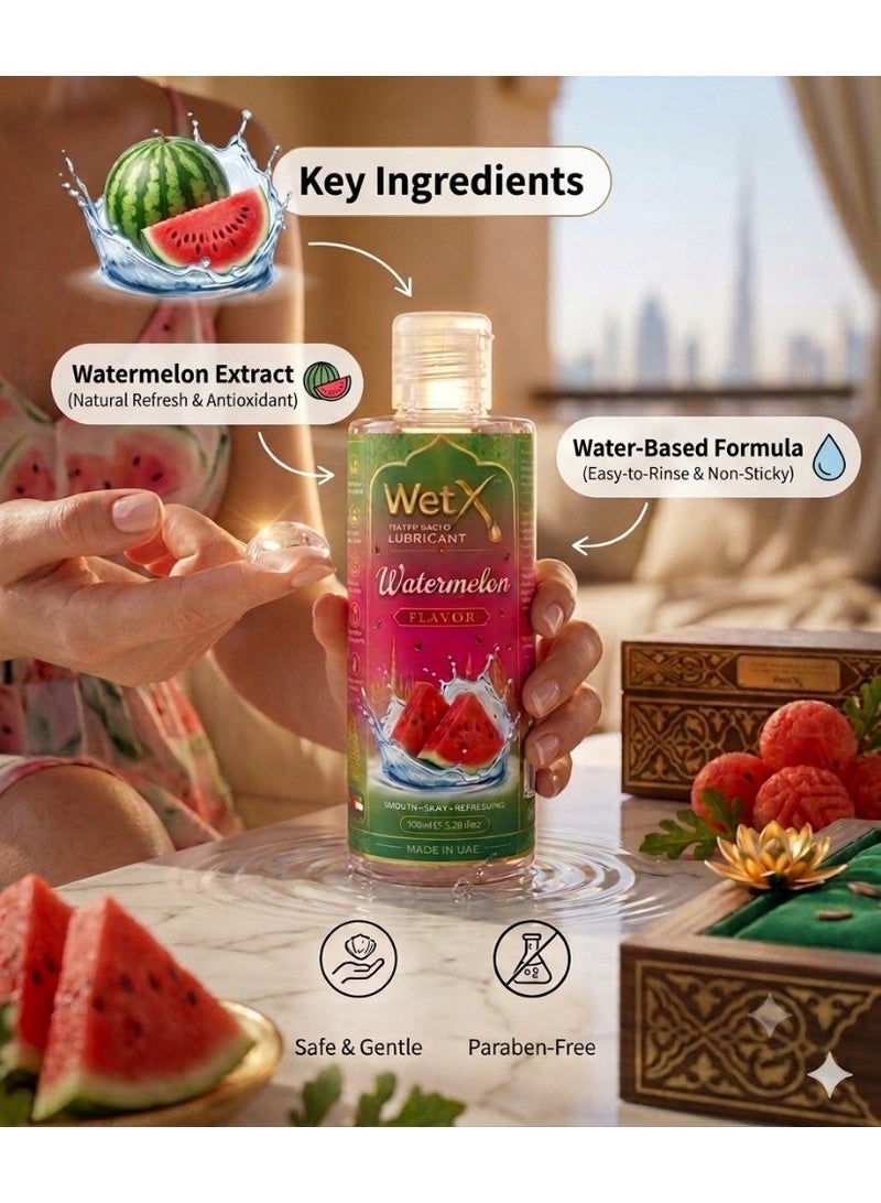 WetX Refreshing Watermelon Flavored Water Based Lubricant (100ml) | Long Lasting Pleasure - Natural Feeling - Smooth & Silky - Image 3