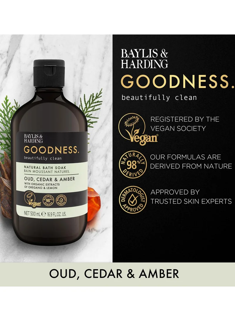 بايليس & هاردينج غسول استحمام طبيعي من بايلس آند هاردينغ، برائحة العود والأرز والعنبر، ٥٠٠ مل | غني بمستخلصات الأوريجانو والليمون العضوية | غني بالزيوت العطرية لجلسة استرخاء | معتمد من أطباء الجلدية | نباتي