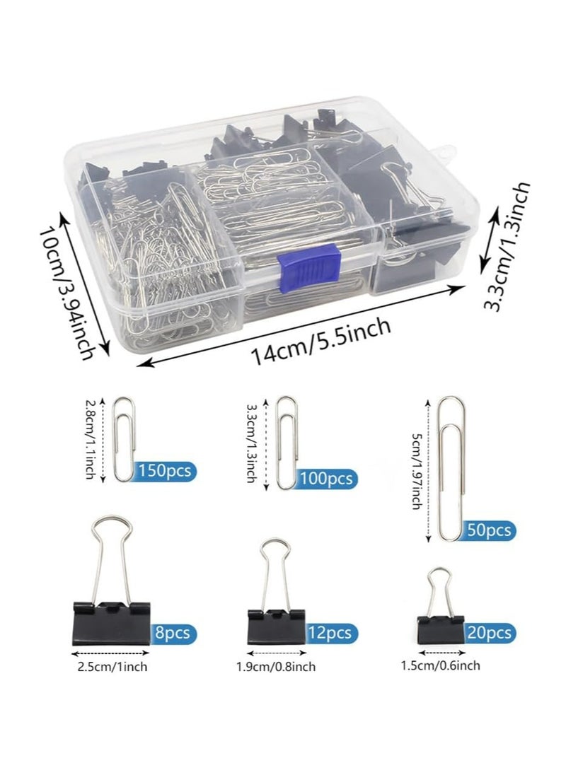 Oasisgalore - 340 PCS Assorted Sizes Paper Clips and Binder Clips Set for Home School Office Document Organizing - Image 1