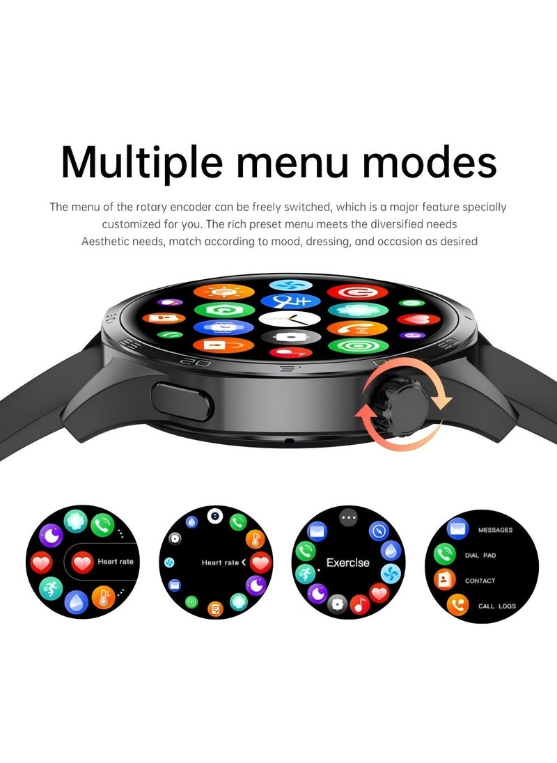 PRO - smart watch GT5  with Bluetooth calling function (answer/make calls), fitness tracking watch with sleep monitoring function, suitable for iPhone/Android, IP67 waterproof (leather black) - Image 1
