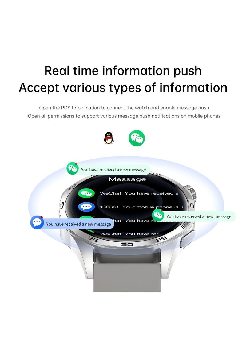 PRO - smart watch GT5  with Bluetooth calling function (answer/make calls), fitness tracking watch with sleep monitoring function, suitable for iPhone/Android, IP67 waterproof (leather black) - Image 1