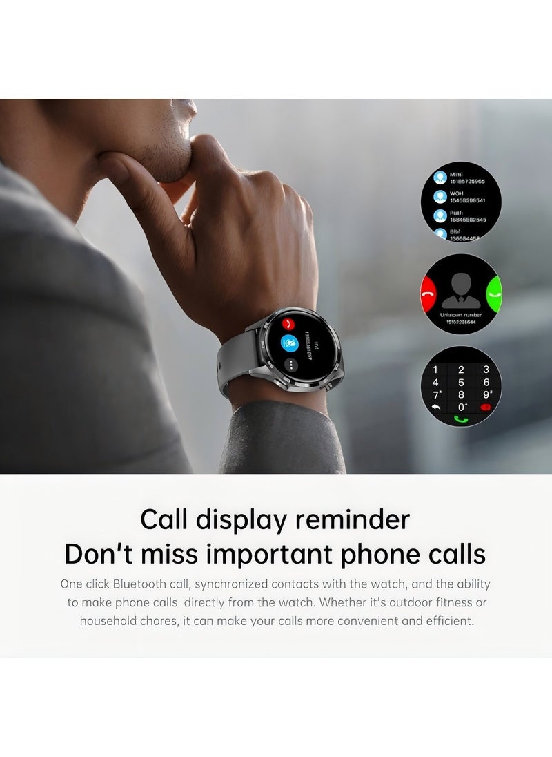 PRO - smart watch GT5  with Bluetooth calling function (answer/make calls), fitness tracking watch with sleep monitoring function, suitable for iPhone/Android, IP67 waterproof (leather black) - Image 1