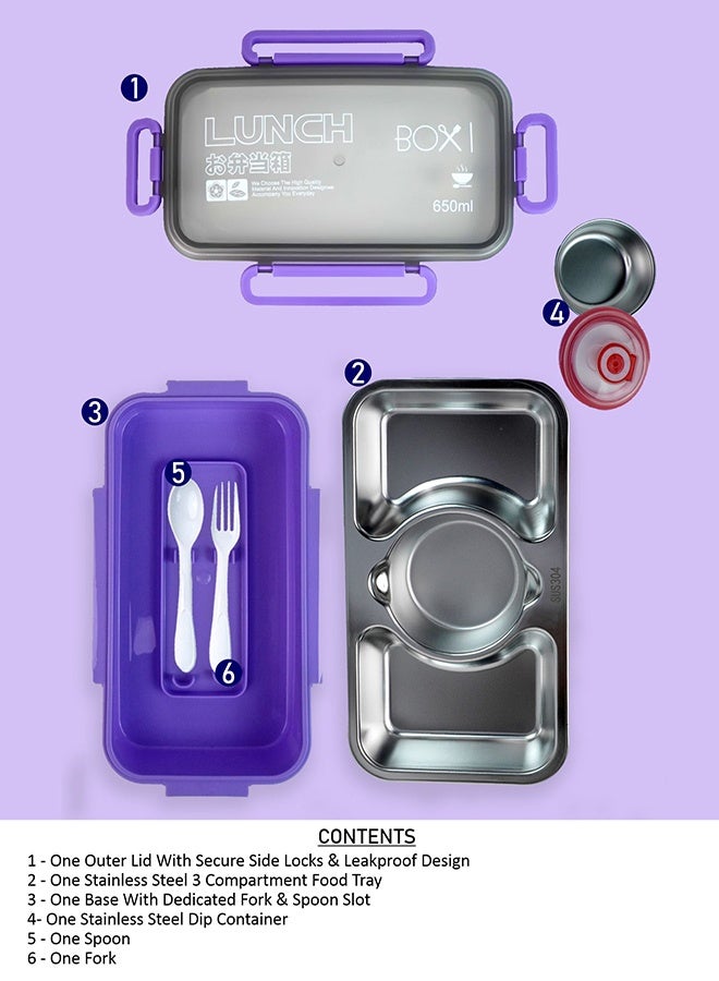 LITTLE SURPRISE BOX Little Surprise Box,Purple Centre Dip Stainless Steel Lunch Box For Kids And Adults - Image 5