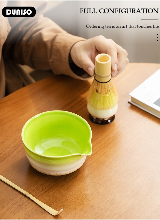 DUNISO Matcha Whisk Set, 4pcs Japanese Tea Set,Matcha Whisk,Traditional Scoop, Matcha Bowl with Pouring Spout, Ceramic Whisk Holder,Traditional Matcha Tool Set for Matcha Tea Ceremony  - Image 5