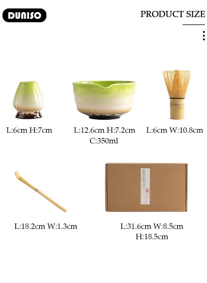 DUNISO Matcha Whisk Set, 4pcs Japanese Tea Set,Matcha Whisk,Traditional Scoop, Matcha Bowl with Pouring Spout, Ceramic Whisk Holder,Traditional Matcha Tool Set for Matcha Tea Ceremony  - Image 4