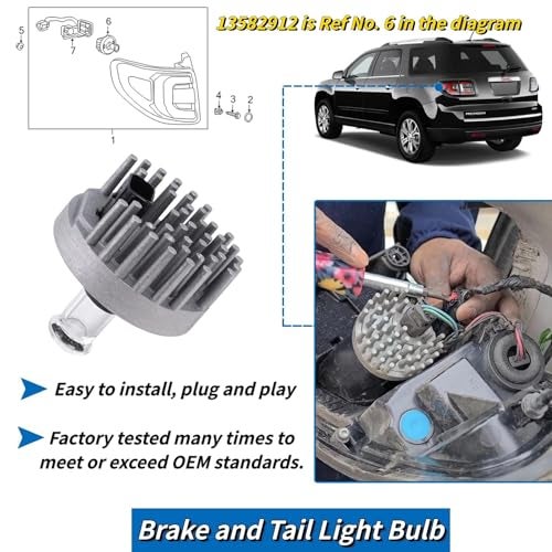 GEATaaT 13582912 Brake and Tail Light Bulb Compatible with 2013-2016 GMC Acadia,2017 GMC Acadia Limited Replace# 19433735 - Image 3