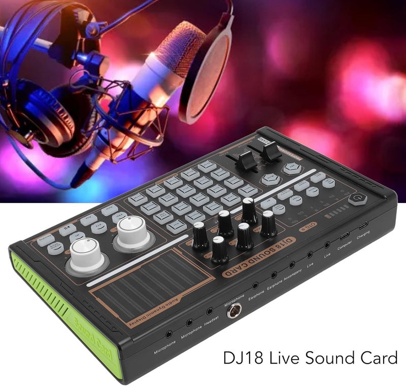 لوحة خلط الصوت بلوتوث DJ18 مع تقليل الضوضاء للبث المباشر، أضواء ملونة للتأثيرات الإبداعية، دعم ميكروفون مكثف 48V، مادة أخذ العينات ABS - Image 3