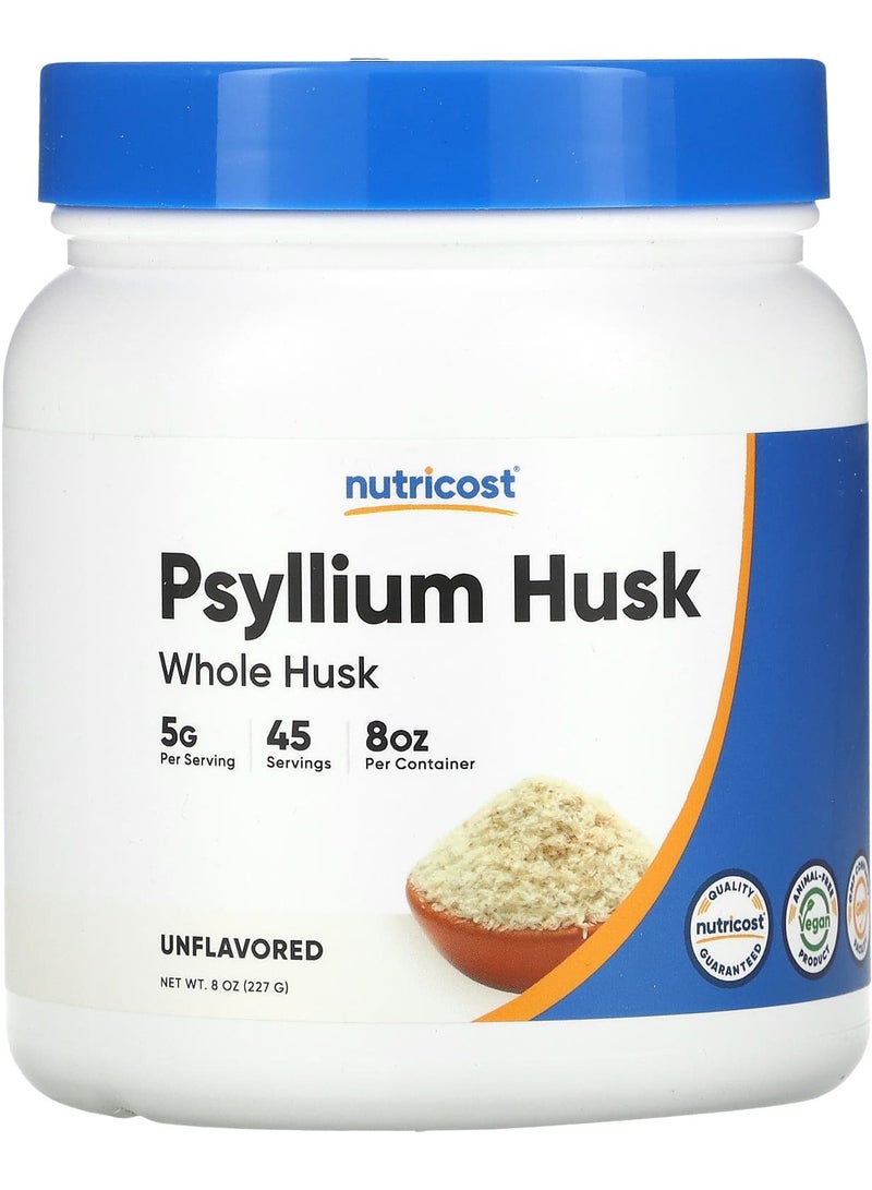 Psyllium Husk, Whole Husk, Unflavored, 8 oz (227 g)