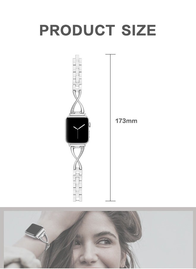 Organizer - Apple Watch 38mm 40mm 41mm Women Series Bands Apple Watch Band Series 9 SE 8 7 6 5 4 3 2 1 Band Bling Metal Bracelet Fancy Cute Dressy Strap - Image 1