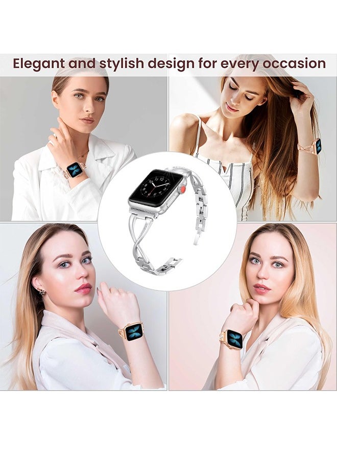 Organizer - Apple Watch 38mm 40mm 41mm Women Series Bands Apple Watch Band Series 9 SE 8 7 6 5 4 3 2 1 Band Bling Metal Bracelet Fancy Cute Dressy Strap - Image 1