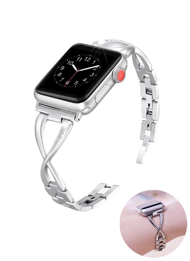 Organizer - Apple Watch 38mm 40mm 41mm Women Series Bands Apple Watch Band Series 9 SE 8 7 6 5 4 3 2 1 Band Bling Metal Bracelet Fancy Cute Dressy Strap - Image 1