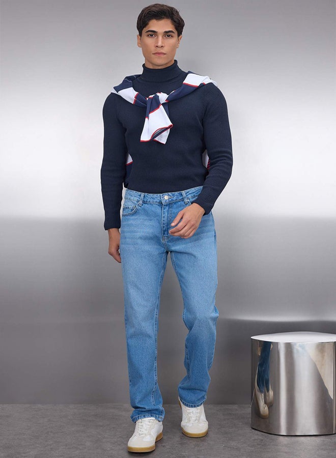 trendyol Blue Men's Straight Fit Jeans - Image 1