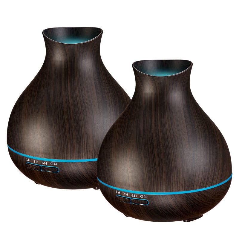 BZseed Aromatherapy Essential Oil Diffusers2 PCS 550ml High Mist Output Humidifiers for Large Room Home Waterless AutoOff 7 Color LED Lights Cool Mist Humidifier Ultrasonic Diffusers