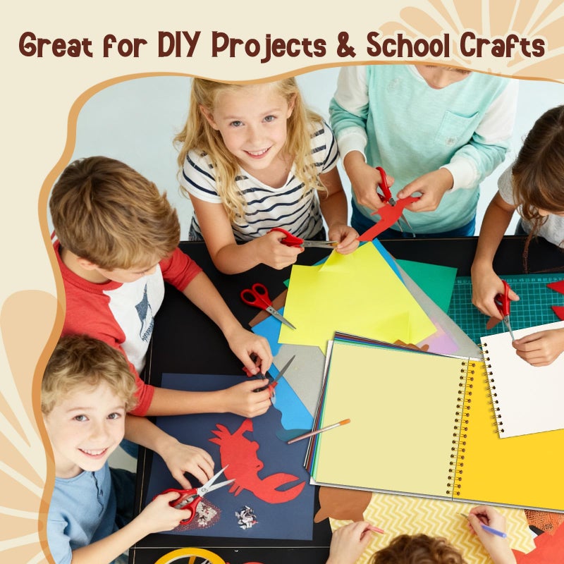Hiwhy DIY Scrapbook for Kids, 7"x7" 20 Sheet/ 40 Pages Colorful Pages Craft Album, Creative Art Journal for Drawing, Writing, Photo & Stickers, Perfect Handmade Gift for Boys and Girls, Khaki - Image 2