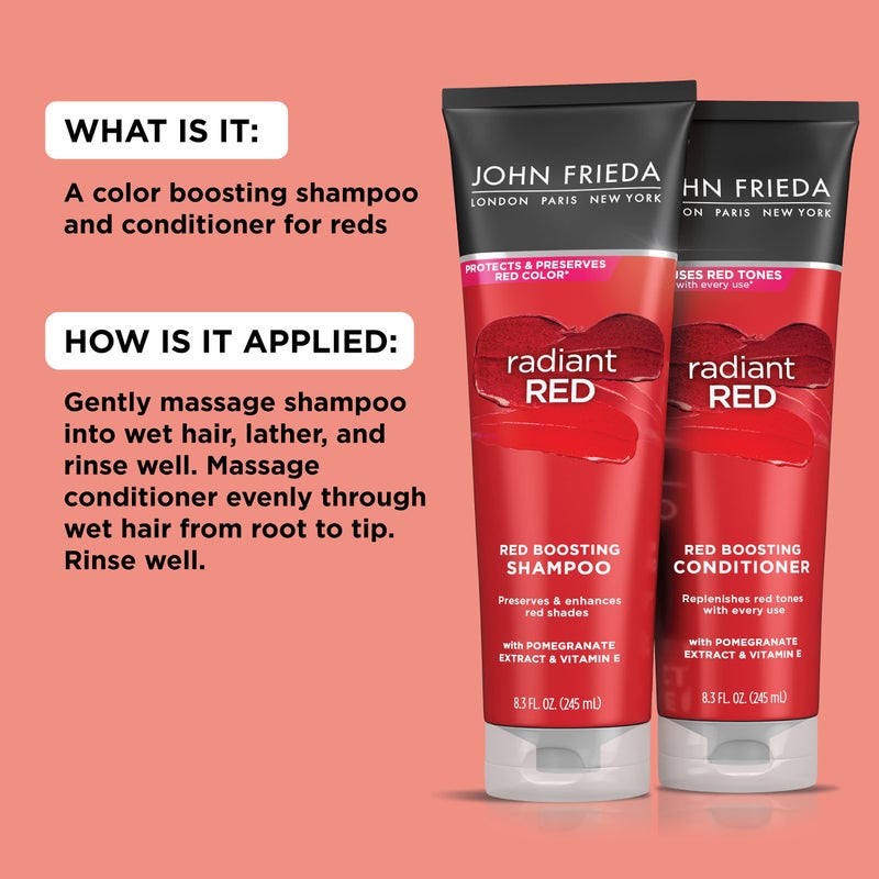 John Frieda مجموعة شامبو وبلسم جون فريدا راديانت ريد، شامبو وبلسم معزز، يساعد في تعزيز الظلال، مع الرمان وفيتامين E - Image 4