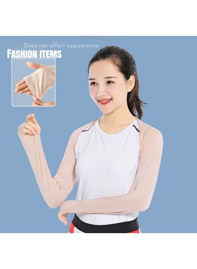 NOVOLAN 3-Piece UV Protection Arm Sleeves & Cooling Shawl Set for Women - Versatile Sun Protection for Outdoor Activities like Golf, Hiking, Cycling - Breathable, Moisture-Wicking, with Finger Holes - Image 5