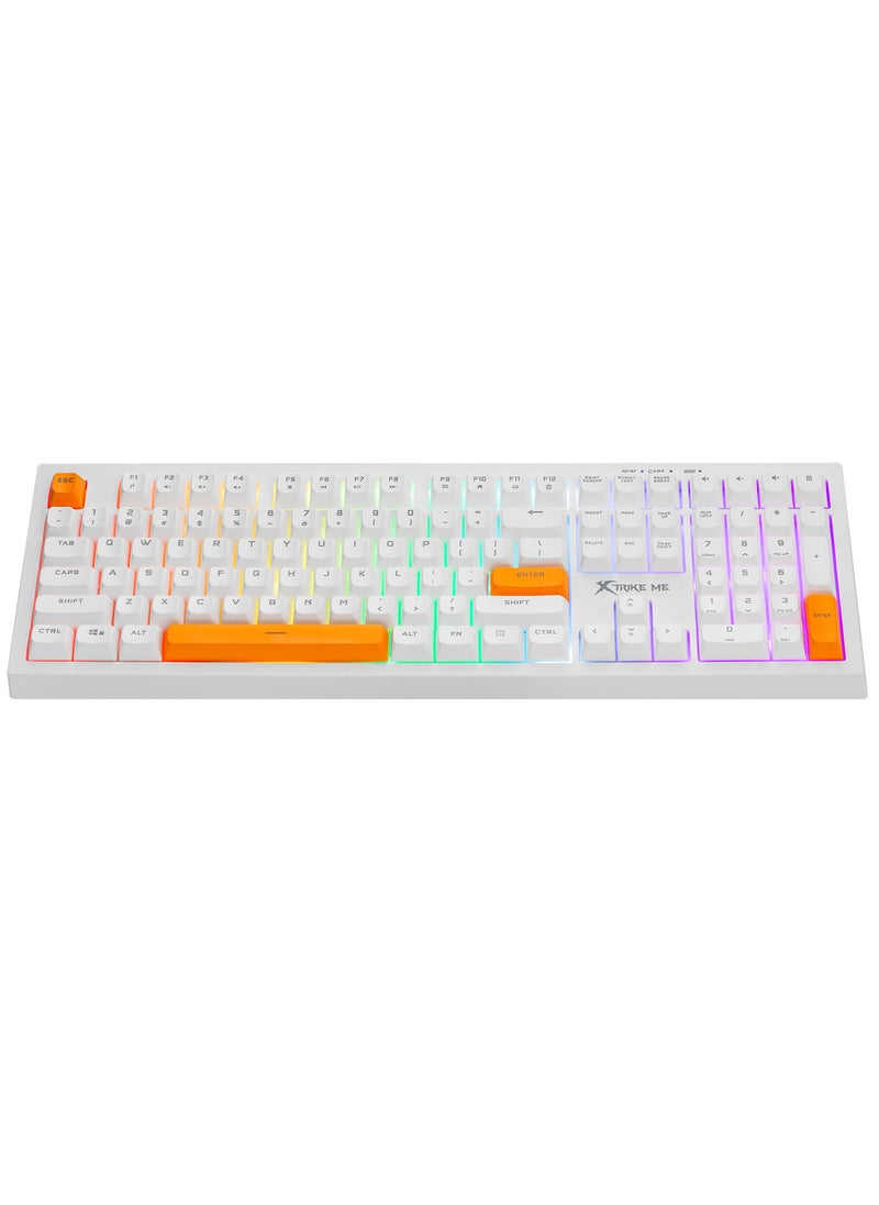 XTRIKE ME KB512 Gaming Keyboard - mechanical feeling - Rainbow LED Lighting (White Orange)  - Image 2