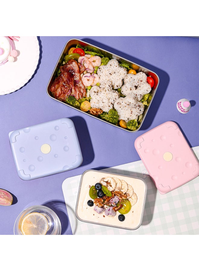 Office Workers Insulated Lunch Box Fruit Lunch Box Square Microwave Oven 304 Stainless Steel Refrigerator Fresh Storage Box-Specifications:Pink Body And Purple Lid Lunch Box 600ml-Color:Double-layer Extra Thick Food-grade Pp5 Outer Box + 304 Inner Tank  - Image 5