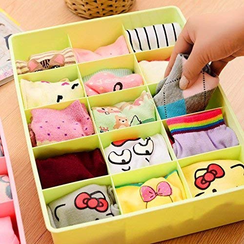 VIETNAM VIETNAM 15 Grid Plastic Storage Box Container Drawer Wardrobe Boxes for Underwear Bra Ties Socks for Girls Clothing Organize Pouch Multicolour - Image 2