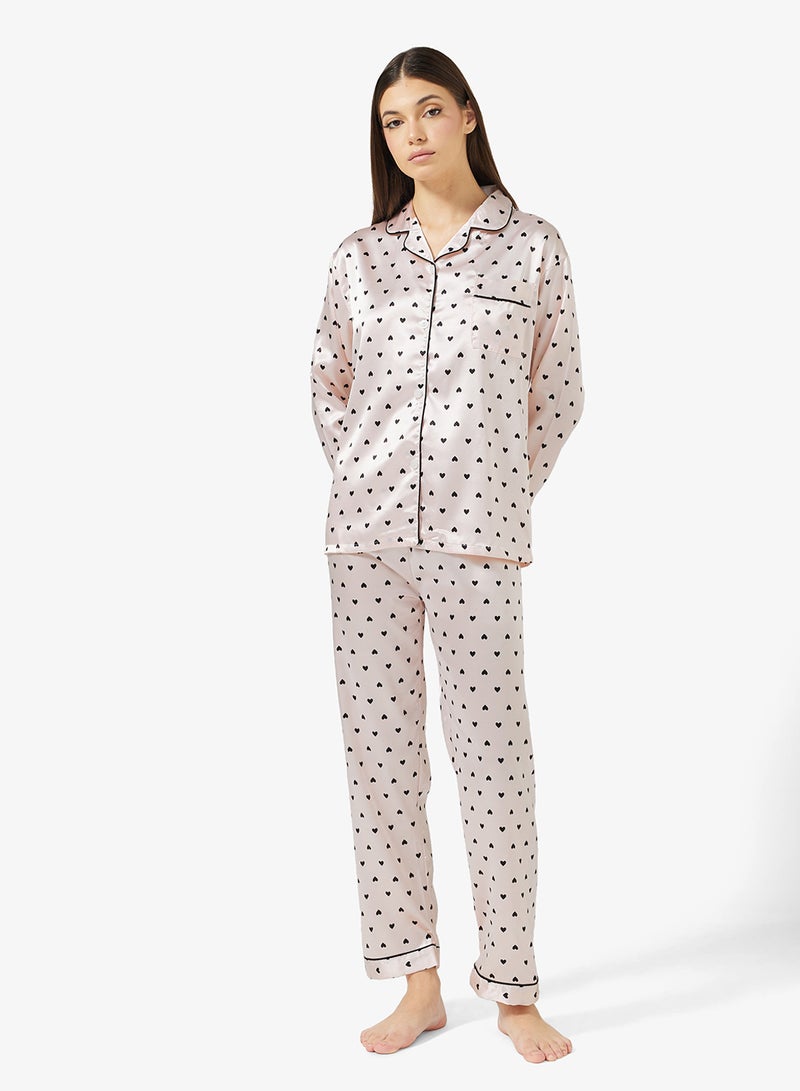 ELLA Polka Heart Print Pyjama Set - Image 1