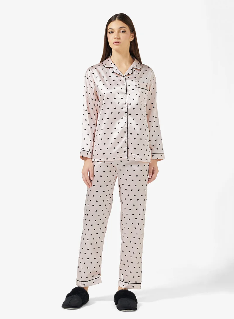 ايلا Polka Heart Print Pyjama Set