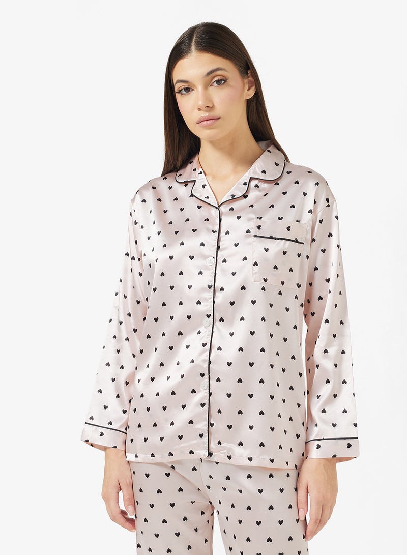 ELLA Polka Heart Print Pyjama Set - Image 3