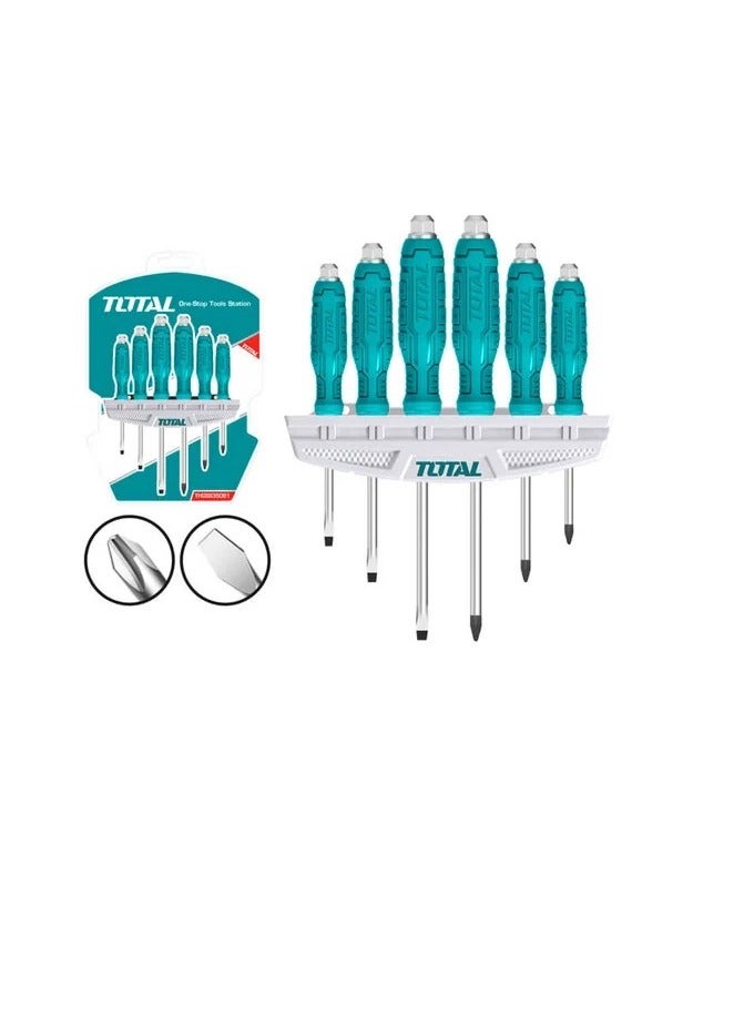 TOTAL TOTAL 6PCS Go-Through Screwdriver Set - Durable CR-V Steel, Includes SL & PH Tips, 75mm-150mm Length, Ideal for Home, DIY, and Professional Use  - Image 3