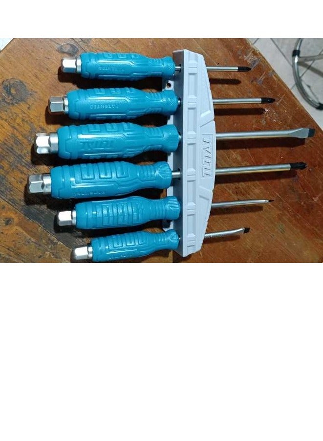 TOTAL TOTAL 6PCS Go-Through Screwdriver Set - Durable CR-V Steel, Includes SL & PH Tips, 75mm-150mm Length, Ideal for Home, DIY, and Professional Use  - Image 4