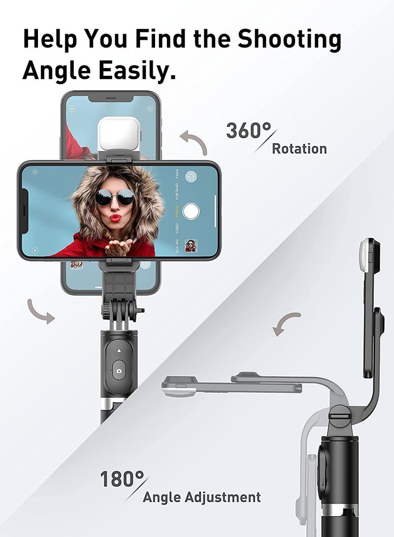 Bluetooth Extendable Selfie Sticks with LED Fill Light Wireless Remote and Tripod Stand 3-in-1 Multifunctional Selfie Stick Portable Lightweight Compatible with All Smartphones (Black-Fill Light) - Image 3