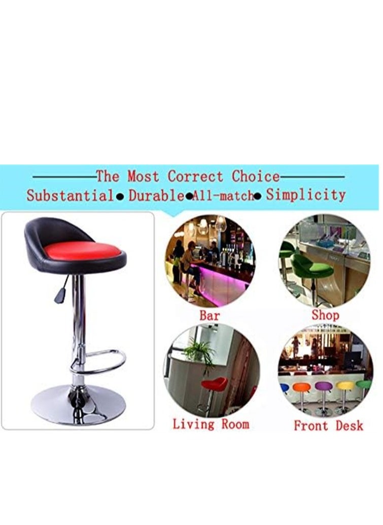 Generic PU Leather Round Bar Stool with Back Rest Height Adjustable Swivel Pub Chair Home Kitchen Barstools Backless Stool Orange  - Image 5