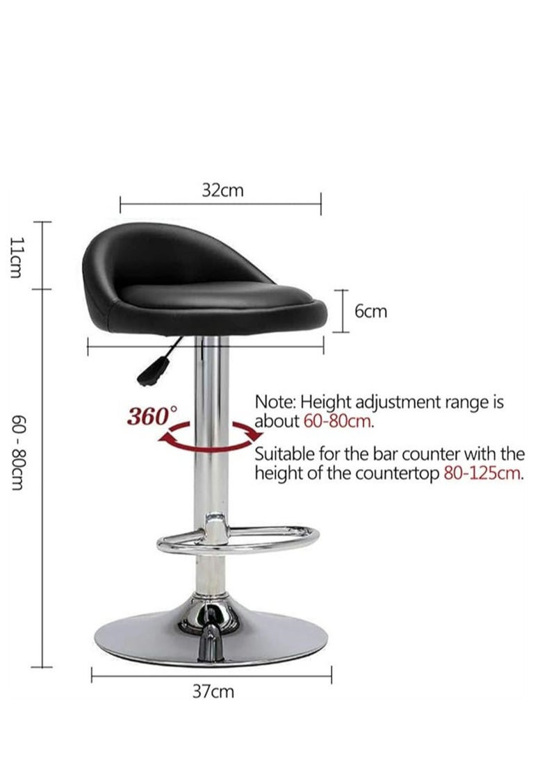 PU Leather Round Bar Stool with Back Rest Height Adjustable Swivel Pub Chair Home Kitchen Barstools Backless Stool Orange