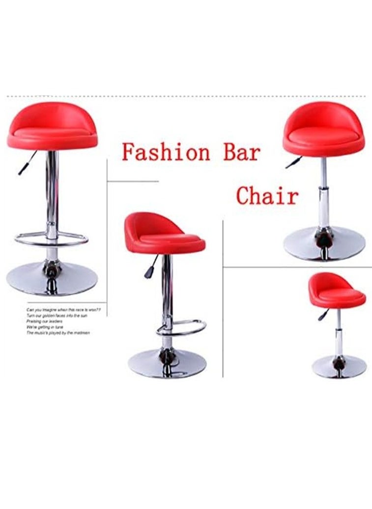Generic PU Leather Round Bar Stool with Back Rest Height Adjustable Swivel Pub Chair Home Kitchen Barstools Backless Stool Orange  - Image 4